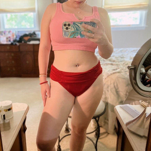 Panache Swim Red Marina Fold-Over Bikini Bottoms - Picture 6 of 6